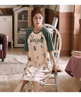 New Summer Cartoon Fruits Print 100% Cotton Women ...