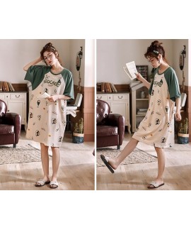 New Summer Cartoon Fruits Print 100% Cotton Women Plus Size Short-sleeves Nightgown Female Sleepshirts