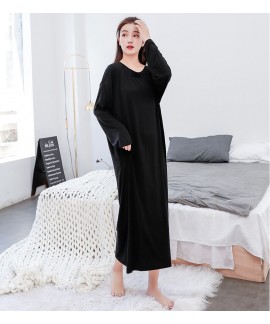 Modal Cotton Ladies Nightshirts Plus Size Pure Color Night Dress Women Long Nightdress Gowns Soft Round Neck Homewear