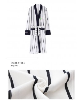 Ladies 100% Cotton Lightweight Nightgown Stripe Knit Spa Loose Plus Size Nightwear For Women