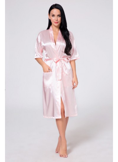 Women's Long Silk Robe Summer Pure Color Ladies Silk Nightdress Japanese Style Kimono Nightgown