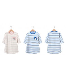 Baby nightgown spring and autumn thin striped penguin children's pajamas boys long sleeve cotton nightgrown wholesale