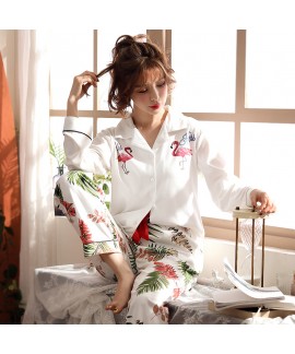 Cotton knitted pajamas new autumn winter pajama se...