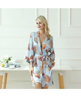 Blockbuster bridesmaid's morning silk nightgowns for women V-collar printed ladies' pj sets