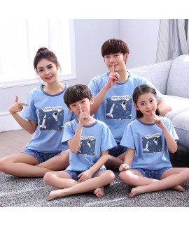 Short Sleeve cartoon cotton parent-child sleepwear...