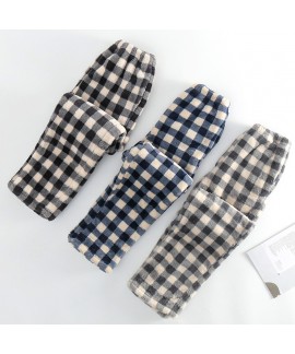 Winter Warm Thickened Plaid Loose Mens Coral Velvet Household Trousers