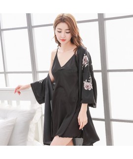 Two-piece sexy printed Ice Silk Pajama sets for wo...