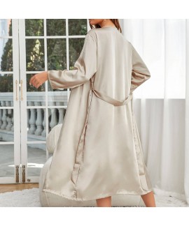 Mid-length slip dress silk bridal long-sleeve nightgown wholesale and retail