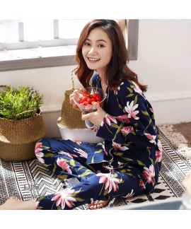 Pure cotton cardigan ladies' printed pyjamas for a...