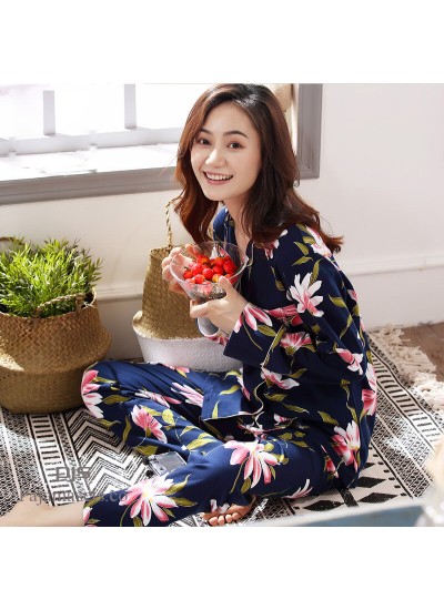 Pure cotton cardigan ladies' printed pyjamas for autumn Long sleeve comfy two sets pjs