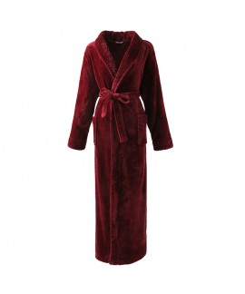 Flannel splicing nightgown for spring long sleeve cute lounge pajamas for women