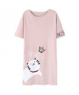 Cotton cute onesies for adults in summer short sleeve cartoon pajamas and night gown for women