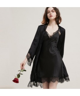 Sexy Lace Thin Ice Silk Slim Fit Short Flimsy Nightdress