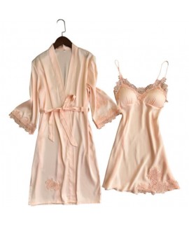 Bridal Silk Sexy Sling Ladies Nightdress Nightgown Set