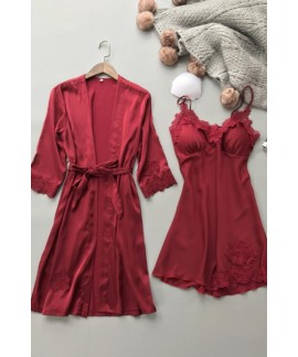 Bridal Silk Sexy Sling Ladies Nightdress Nightgown Set