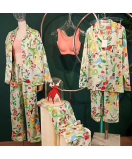 Peter Rabbit Pastoral Style Ladies Long Sleeve Long Pants Loose Ice Silk Pajama Set