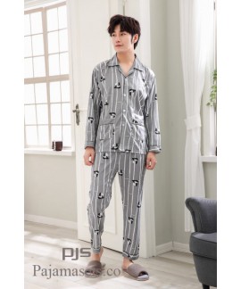 Long sleeved large size cotton pajama sets for men cardigans comfy lounge pajamas male for spring