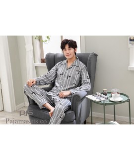 Long sleeved large size cotton pajama sets for men cardigans comfy lounge pajamas male for spring