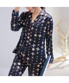 Long Sleeve Fashion Sleepwear Female for Spring and Summer Printed Loose Sweet Card Sleepwear 