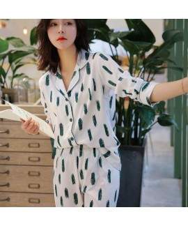 Long Sleeve Fashion Sleepwear Female for Spring and Summer Printed Loose Sweet Card Sleepwear 