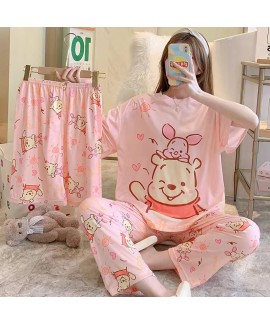 Winnie the Pooh cartoon short-sleeved trousers home clothes three-piece suit