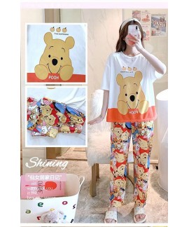 Winnie the Pooh cartoon short-sleeved trousers home clothes three-piece suit