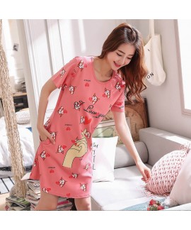 Cotton Short Sleeve Cartoon Leisure Sleepwear Female Cute Student pajama sets