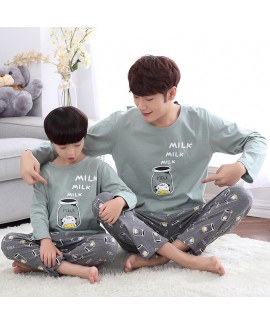 Long Sleeve Cartoon Cotton Parent-Child sleepwear for Spring and Autumn