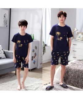 Short sleeves Cotton father and son pajama sets for summer