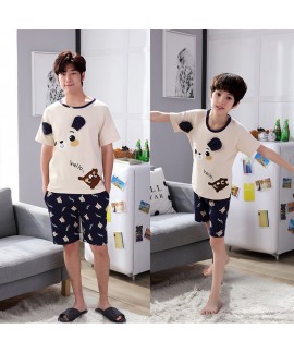 Short sleeves Cotton father and son pajama sets for summer