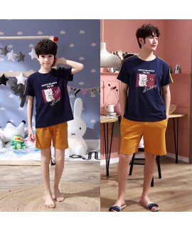 Short sleeves Cotton father and son pajama sets for summer