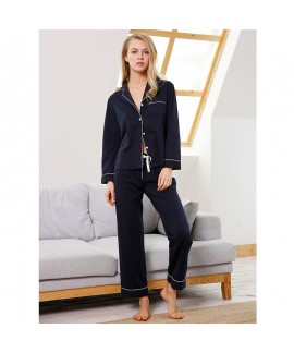 long sleeved cotton pajama for women cardigan Classic set pjs for spring