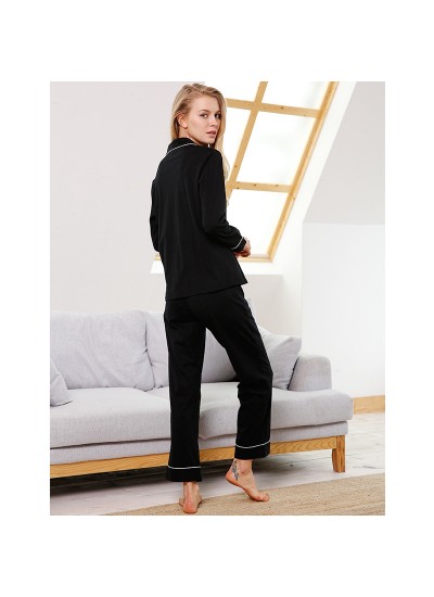 long sleeved cotton pajama for women cardigan Classic set pjs for spring