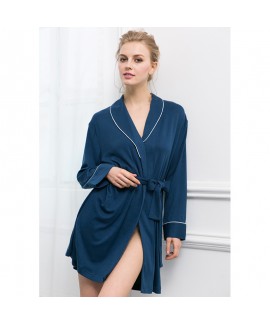 Pure cotton female pajamas and robe sets long sleeved pajamas for women