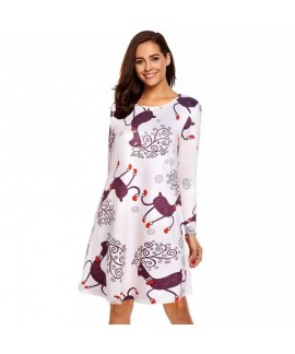 Christmas Multi-pattern Print Christmas Pajamas Dress For Women