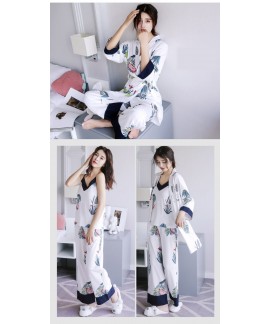 Ladies' cotton pajamas, long sleeved sexy plus size kimono night gown