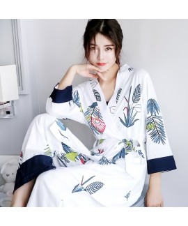 Ladies' cotton pajamas, long sleeved sexy plus siz...