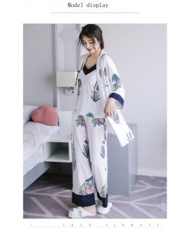 Ladies' cotton pajamas, long sleeved sexy plus size kimono night gown
