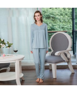 comfy pajama sets for ladies cheap sleepwear womens pajamas with round necklaces