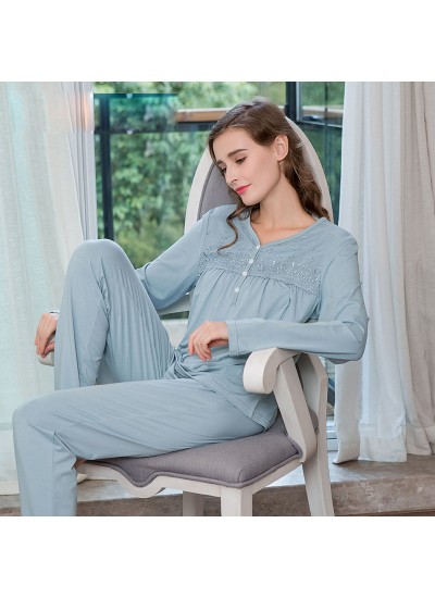comfy pajama sets for ladies cheap sleepwear womens pajamas with round necklaces