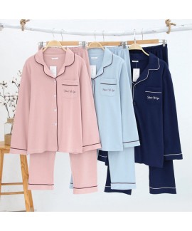 lapel couple comfy cotton pajama sets for winter c...