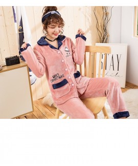 Plus size flannel pajamas thickened home furnishing, ladies' lovable winter velvet pajamas