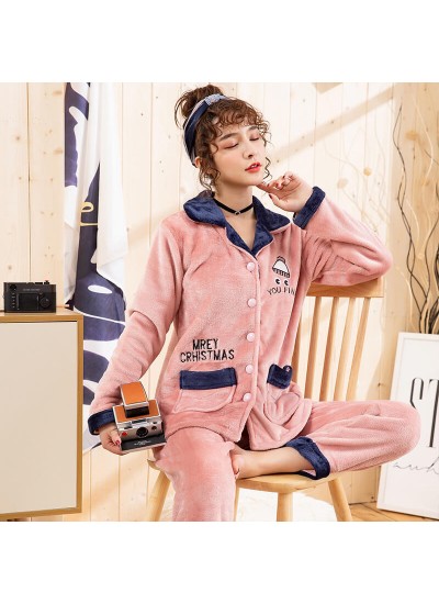 Plus size flannel pajamas thickened home furnishing, ladies' lovable winter velvet pajamas