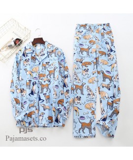 Long Sleeve Pure Cotton Wool Pyjama set male for spring cheap comfy couple set pjs cotton