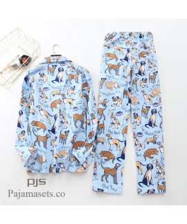 Long Sleeve Pure Cotton Wool Pyjama set male for spring cheap comfy couple set pjs cotton