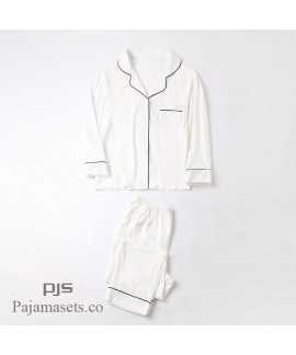 New Long Sleeve sleepwear Set female for spring Simple Milk White Japanese Series Ladies' Pure Cotton pajama sets