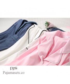 New Long Sleeve sleepwear Set female for spring Simple Milk White Japanese Series Ladies' Pure Cotton pajama sets
