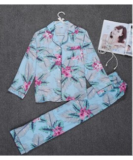 New comfy cotton pajama sets women long sleeve printed cheap pjs for spring