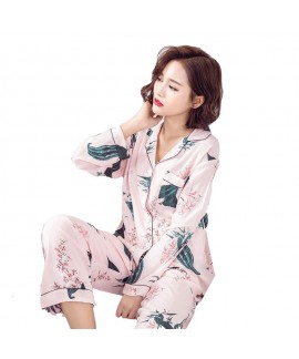 New comfy cotton pajama sets women long sleeve printed cheap pjs for spring