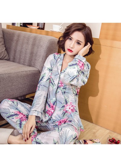 New comfy cotton pajama sets women long sleeve printed cheap pjs for spring